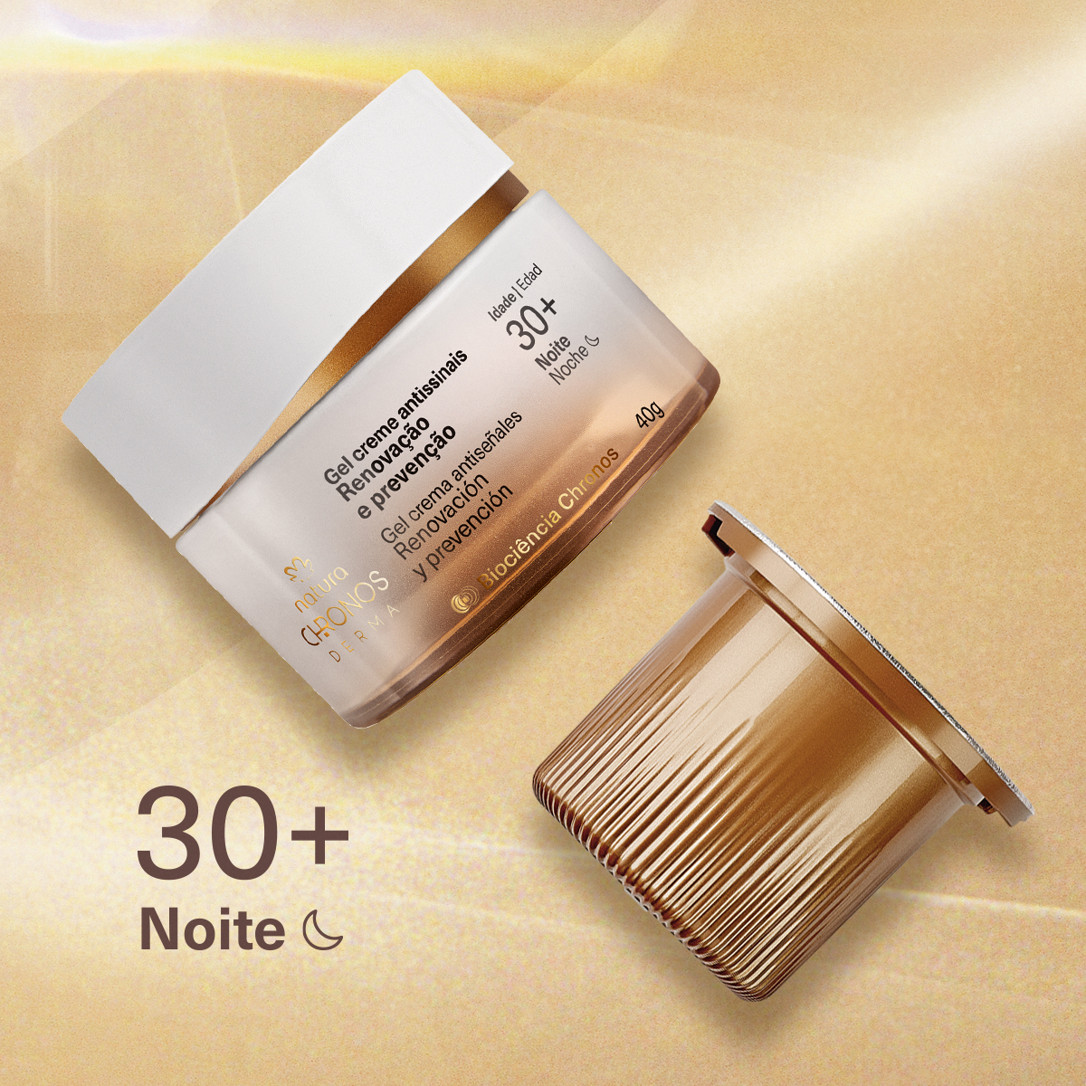 Kit Gel Creme Antissinais 30+ Noite Chronos Derma com Refil