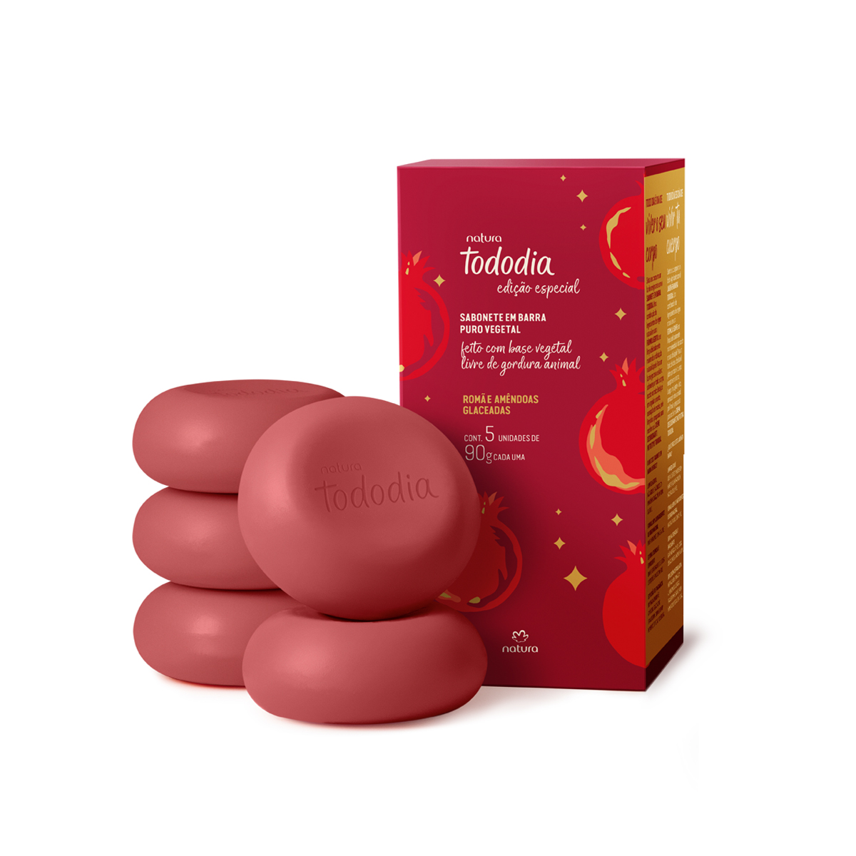 Sabonetes em Barra Puro Vegetal Tododia Romã e Amendôas Glaceadas (5 unidades)