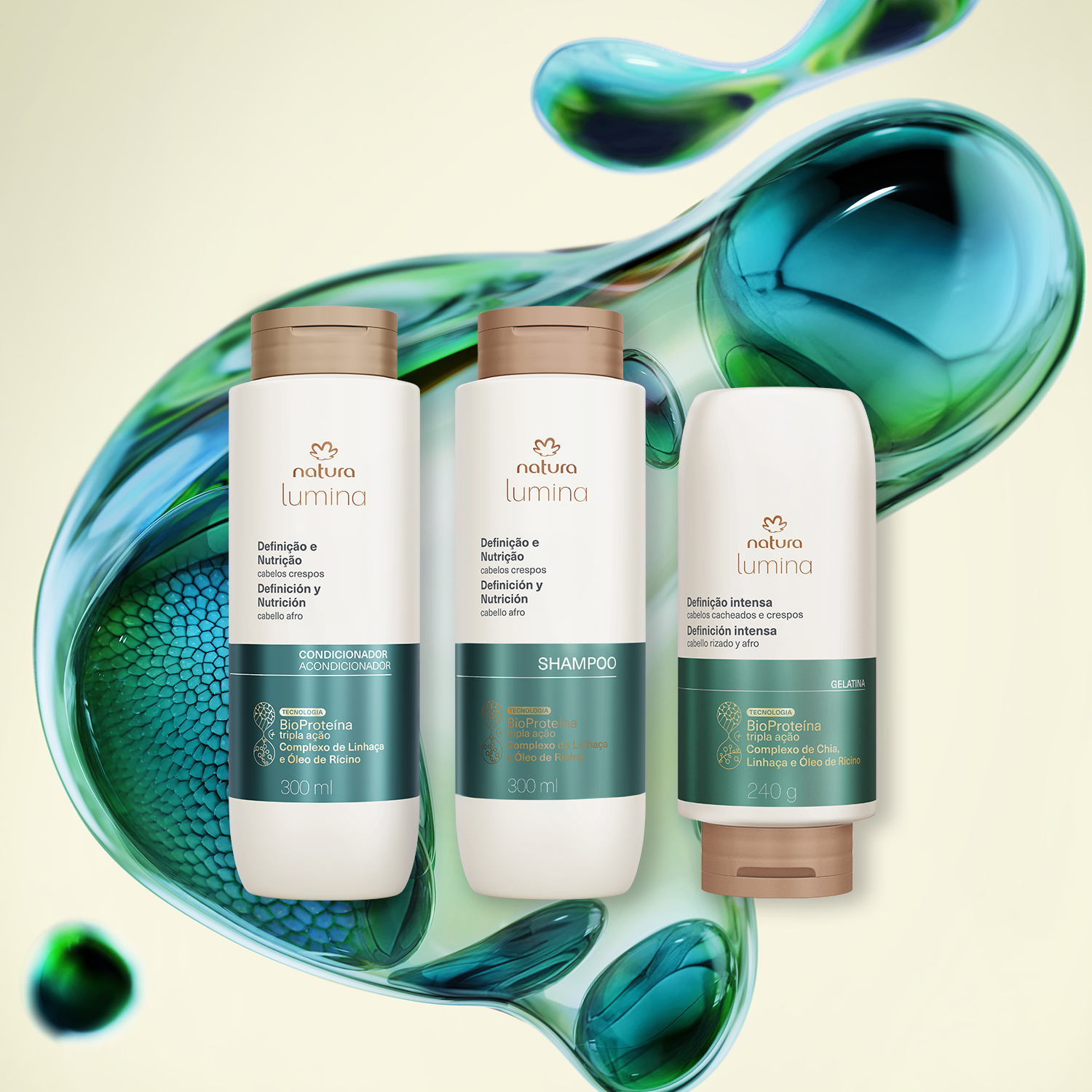 Kit Lumina Crespos Shampoo, Condicionador e Gelatina (3 produtos)