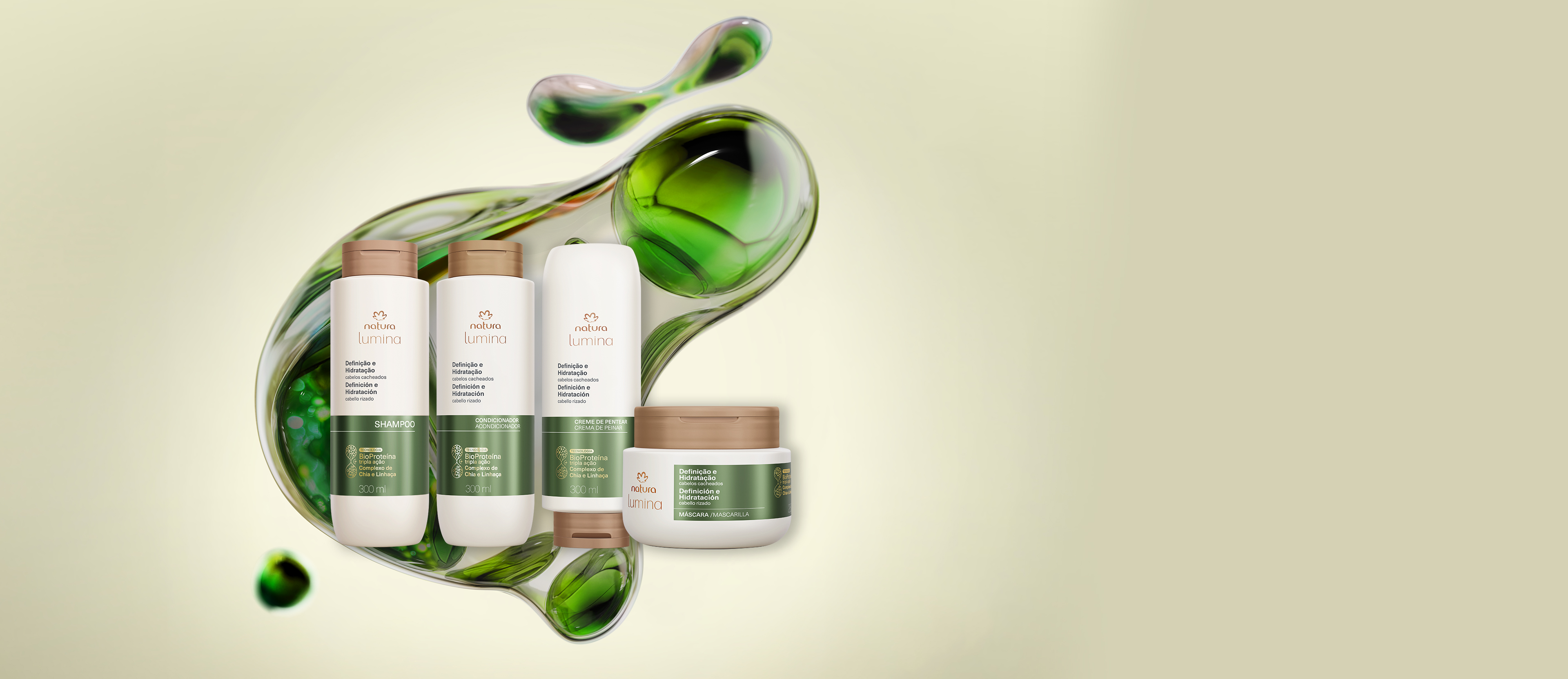 Kit Lumina Cacheados Shampoo, Condicionador, Máscara e Creme de Pentear (4 produtos)