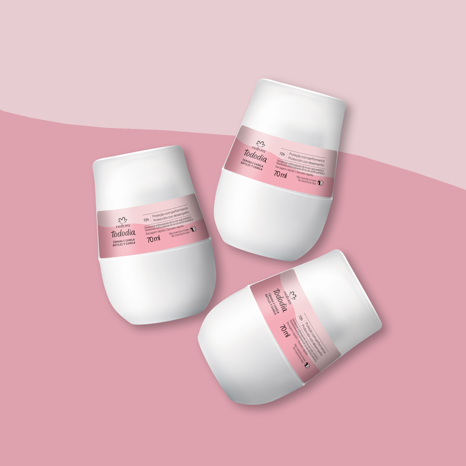 Kit Desodorante Antitranspirante Roll-on Tâmara e Canela (3 unidades)