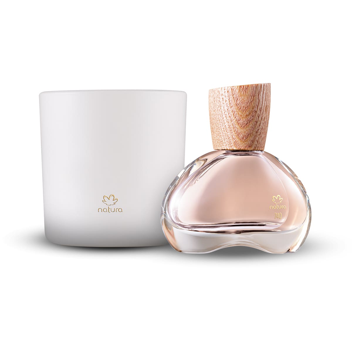 Kit Eau de Parfum Natura 740 Sândalo Breu Branco e Vela Perfumada 774 Rosa Capitiú (2 produtos)