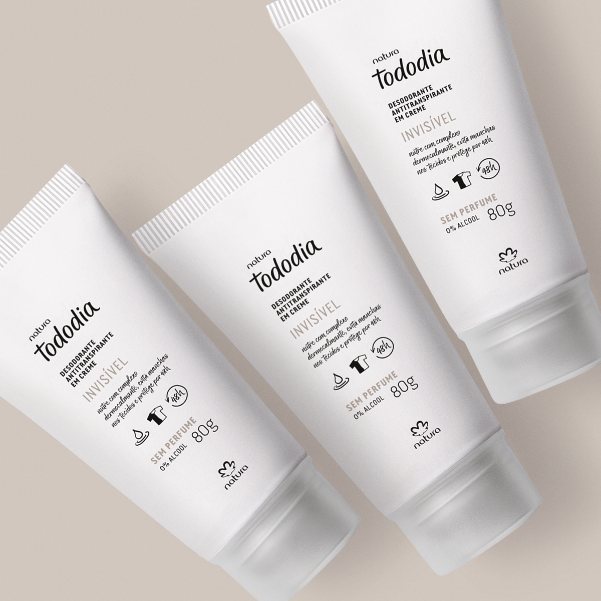 Kit Desodorante Antitranspirante em Creme Tododia Sem Perfume (3 unidades)