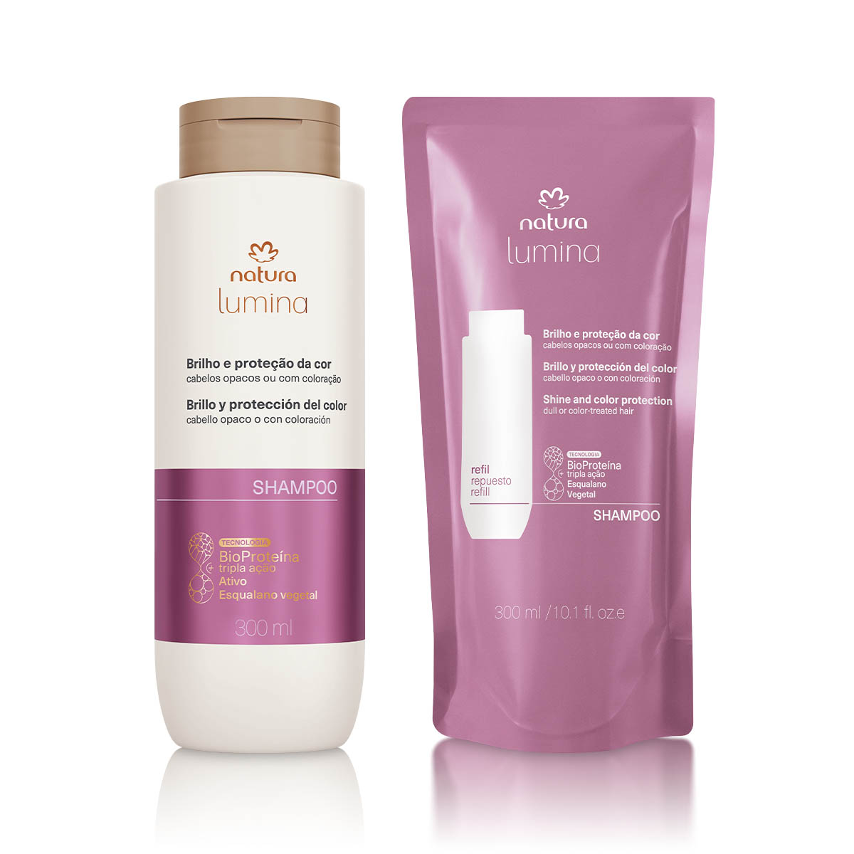 Kit Shampoo com Refil Lumina Brilho e Proteção da Cor