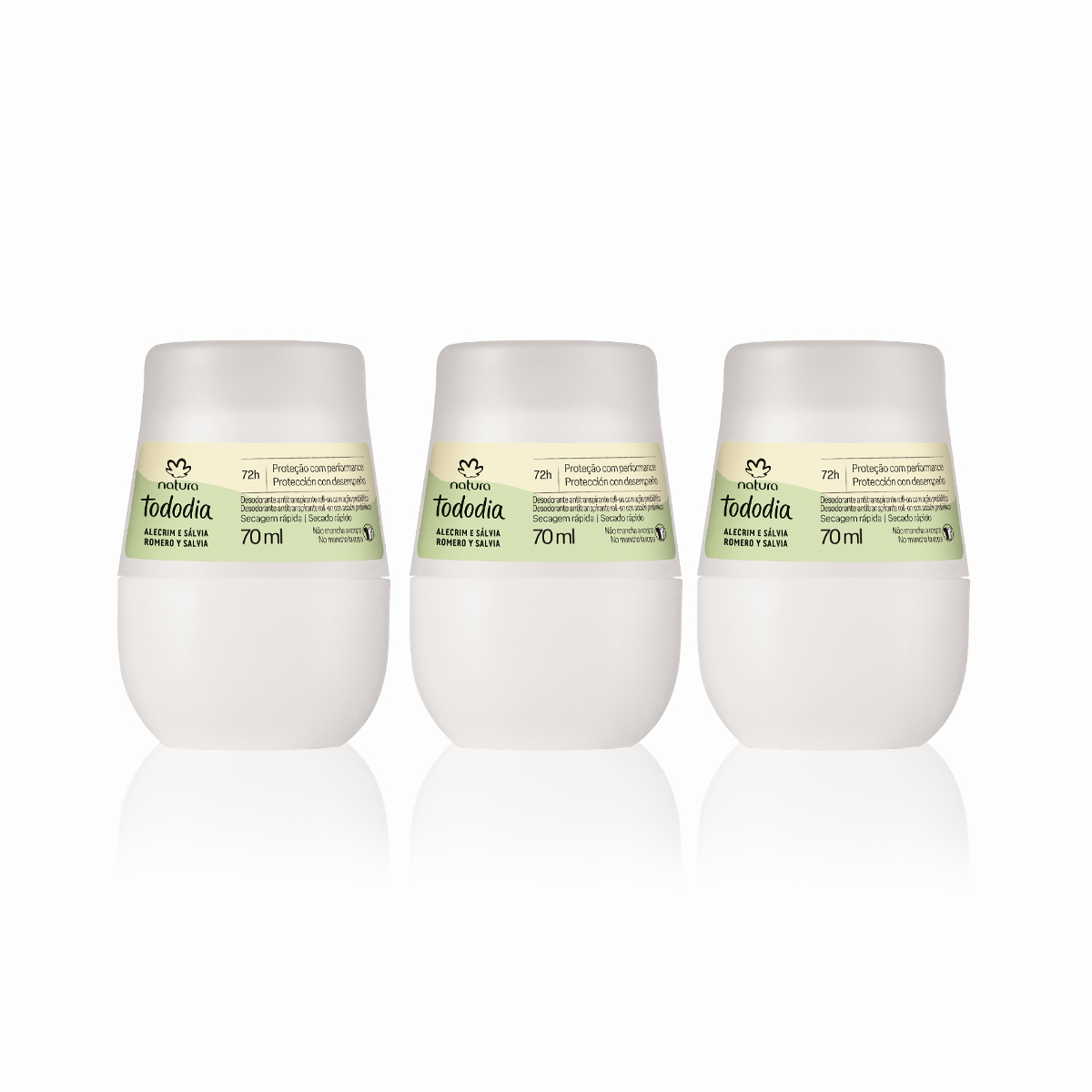 Kit Desodorante Antitranspirante Roll-on Tododia Alecrim e Sálvia (3 unidades)