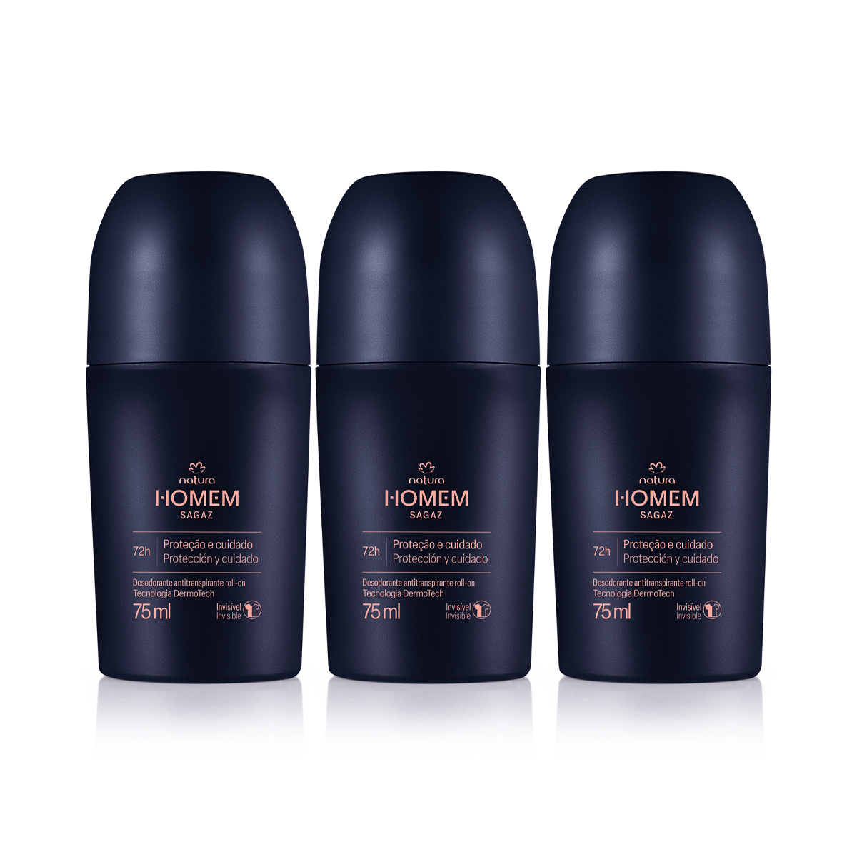 Kit Desodorante Antitranspirante Roll-on Natura Homem Sagaz (3 unidades) Kit Desodorante Antitranspirante Roll-on Natura Homem Sagaz (3 unidades)