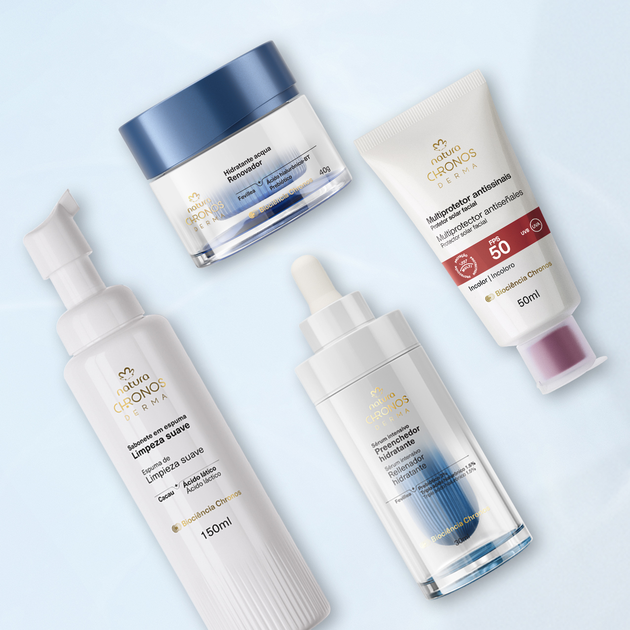 Kit Rotina Hidratação Completo Chronos Derma (4 produtos)