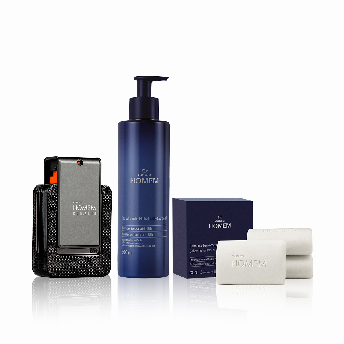 Kit Natura Homem Corag.io com Hidratante e Sabonete (3 produtos)