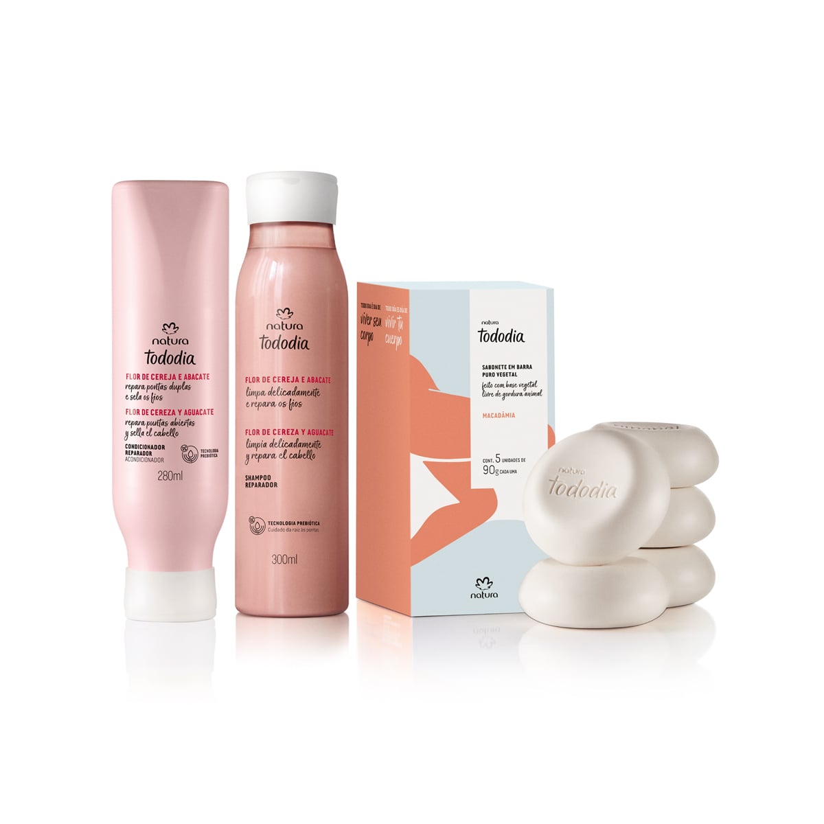 Kit Reparador Tododia Flor de Cereja e Abacate e Sabonete Macadâmia (3 produtos)