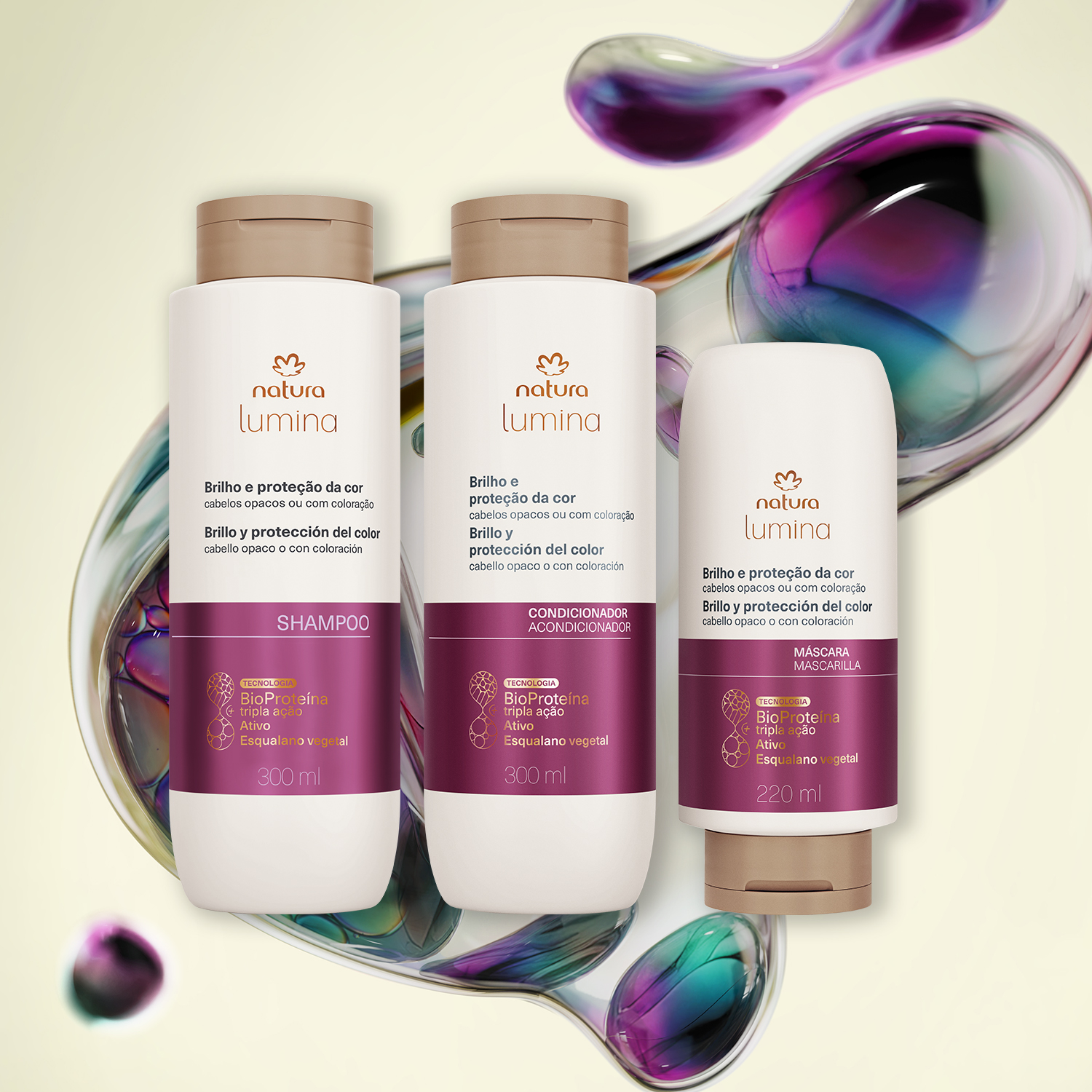 Kit Lumina Brilho e Proteção da Cor Shampoo, Condicionador e Máscara (3 produtos)