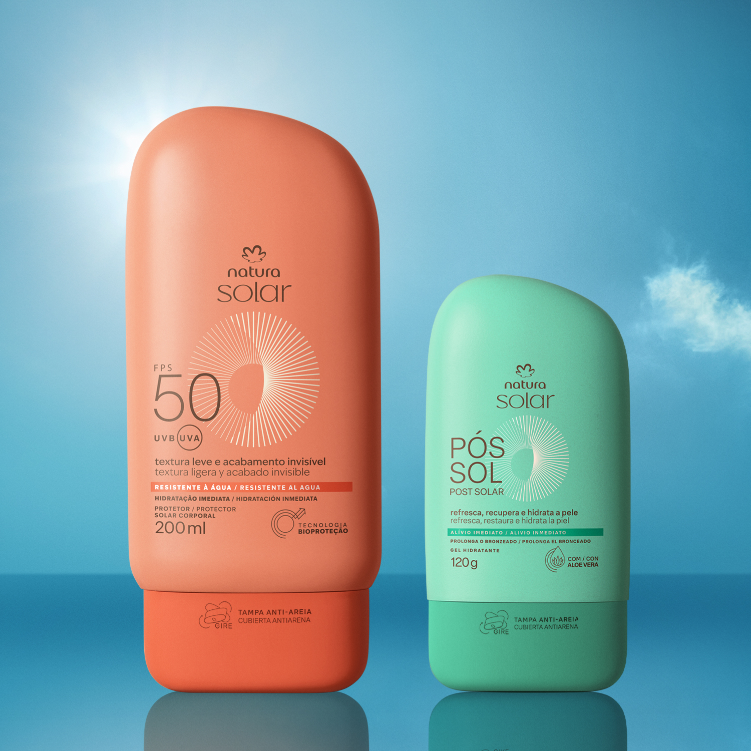 Kit Protetor Solar Corporal FPS 50 e Gel Hidratante Pós-sol Natura Solar