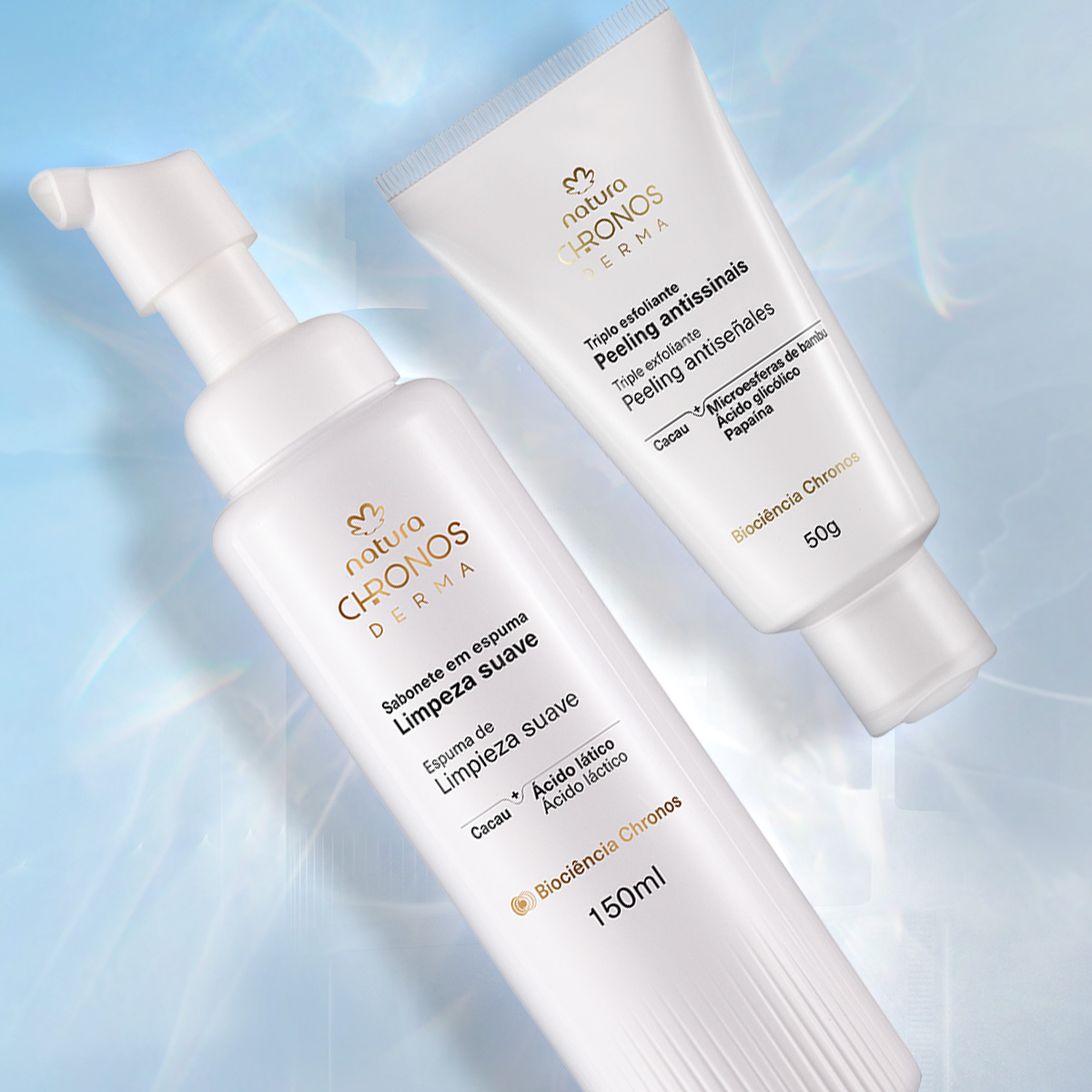 Kit Sabonete em Espuma e Triplo Esfoliante Antissinais Chronos Derma