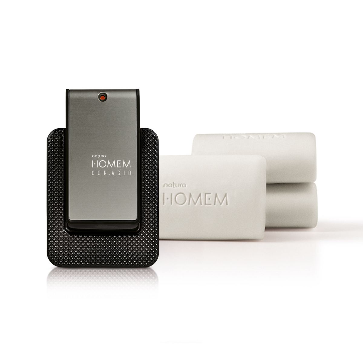 Kit Sabonetes Corpo e Barba e Deo Parfum Natura Homem Cor.agio