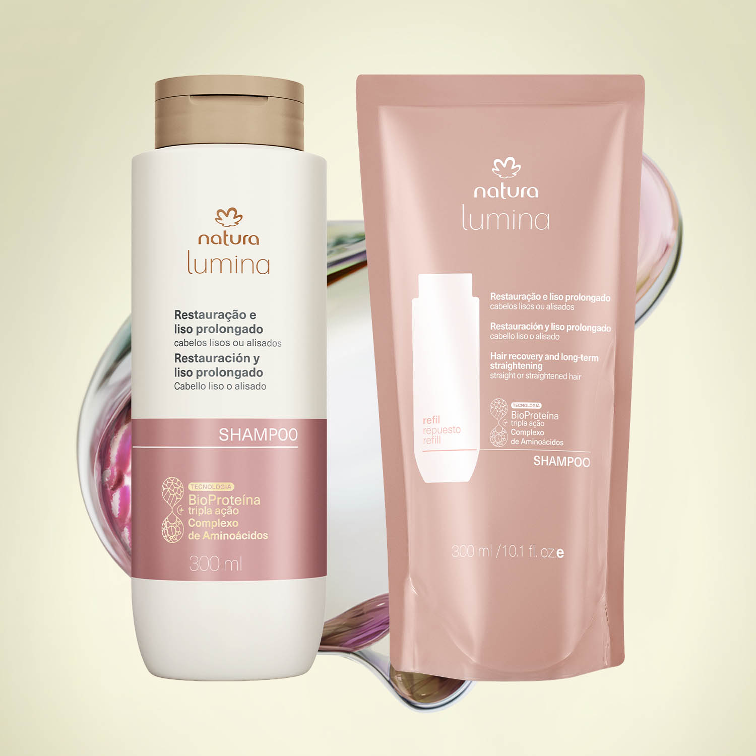 Kit Shampoo com Refil Lumina Restauração e Liso Prolongado