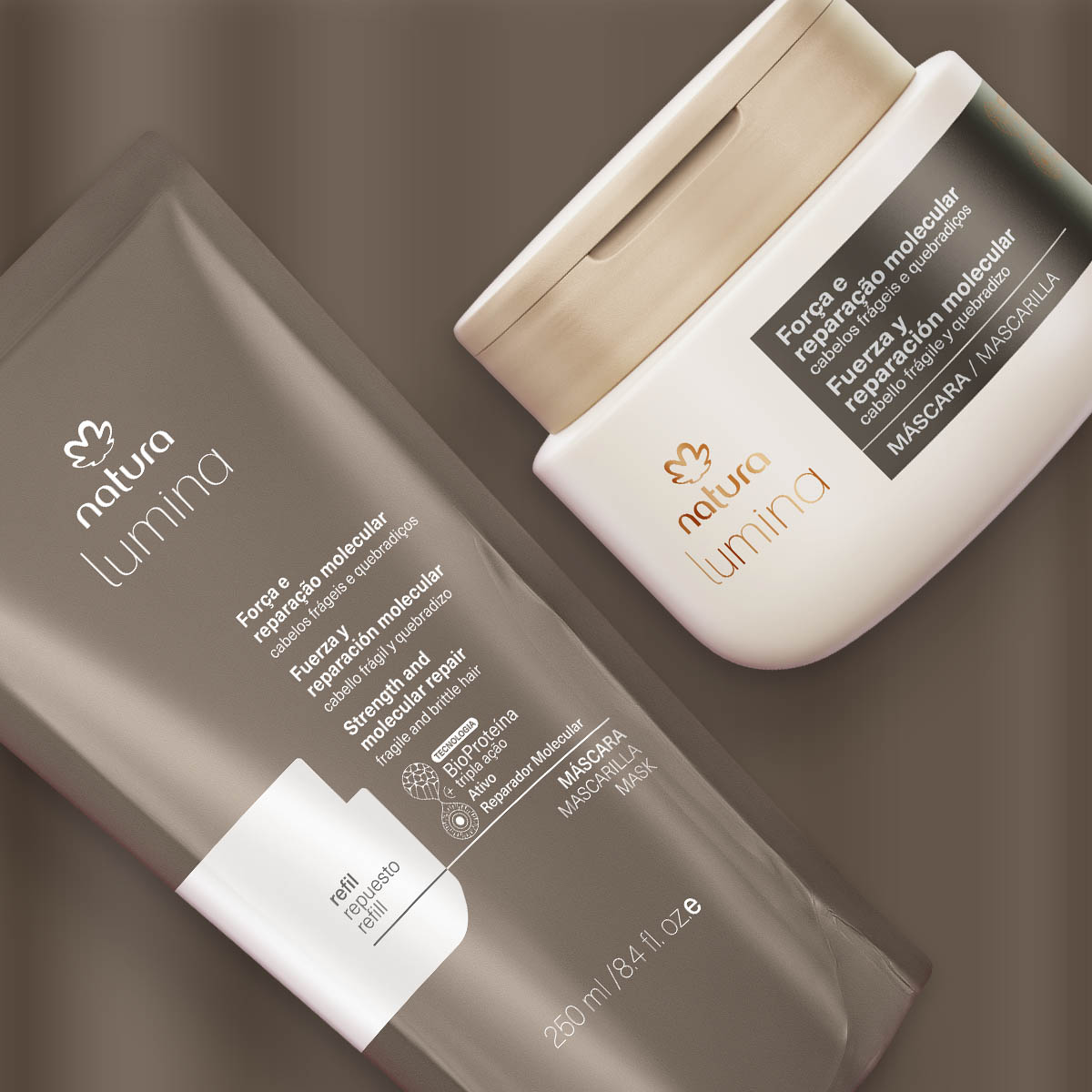 Kit Máscara com Refil Lumina Força e Reparação Molecular