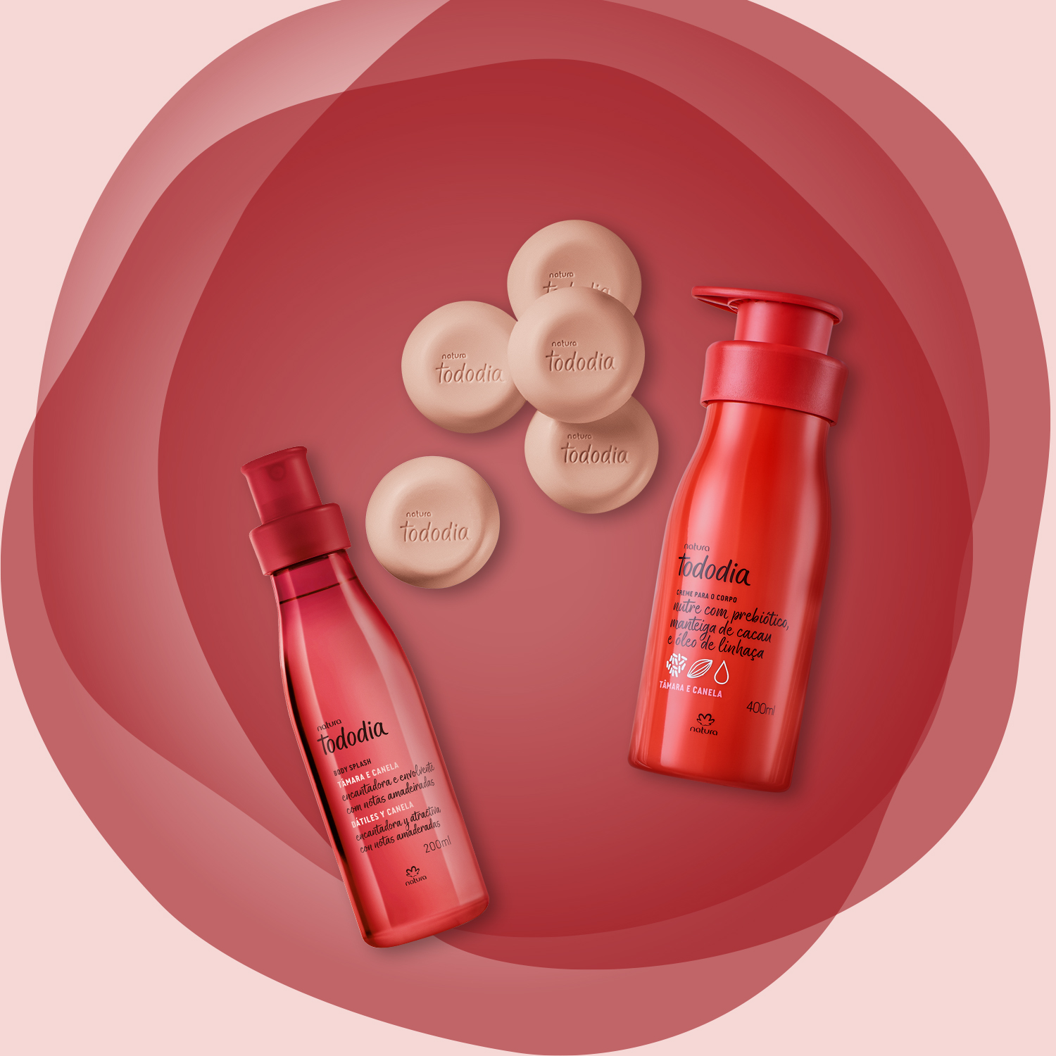 Kit Tododia Tâmara e Canela com Sabonete, Hidratante e Body Splash (3 produtos)