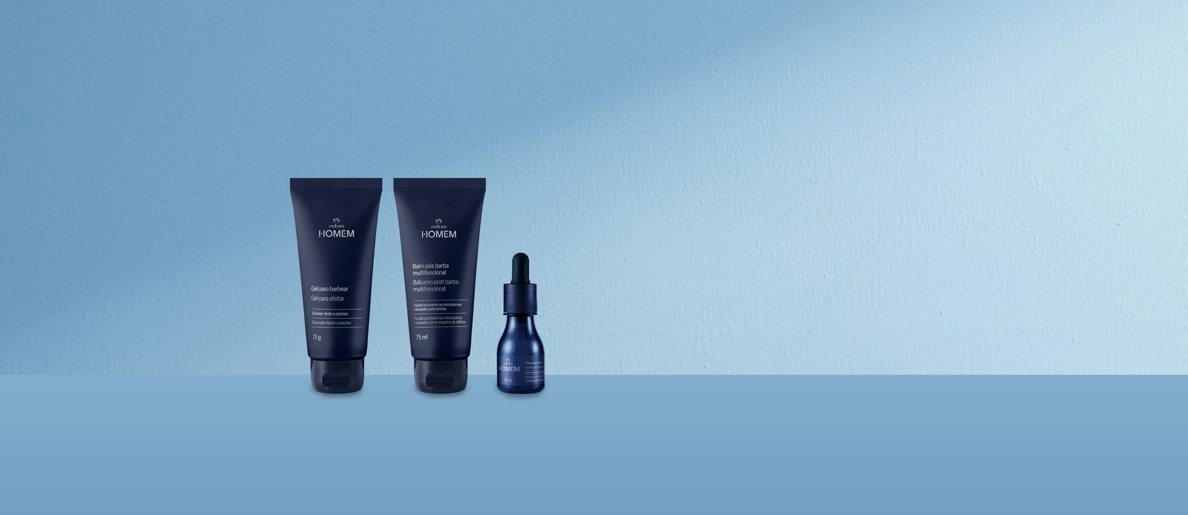 Kit Natura Homem Gel para Barbear, Balm e Óleo Pós-Barba (3 produtos)