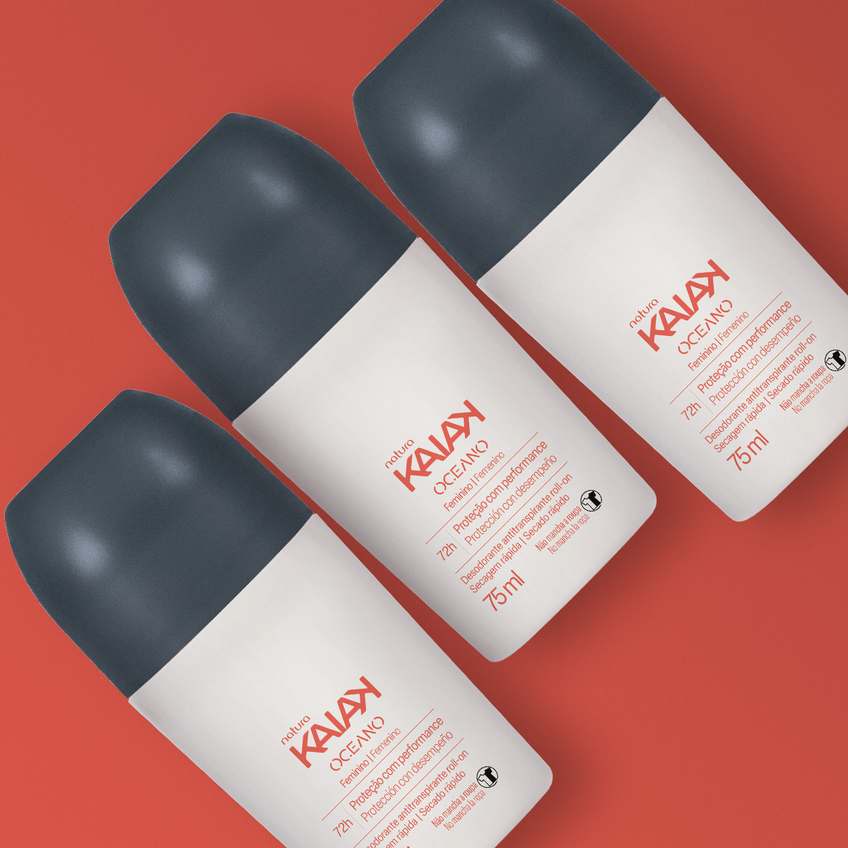 Kit Desodorante Antitranspirante Roll-on Kaiak Oceano Feminino (3 unidades)