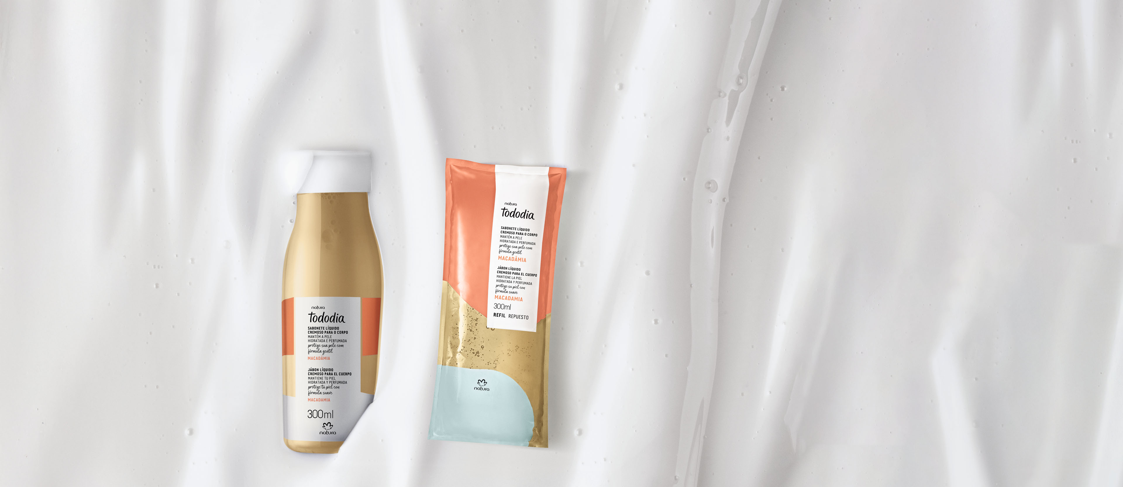 Kit Sabonete Líquido Cremoso para o Corpo com Refil Tododia Macadâmia (2 produtos)