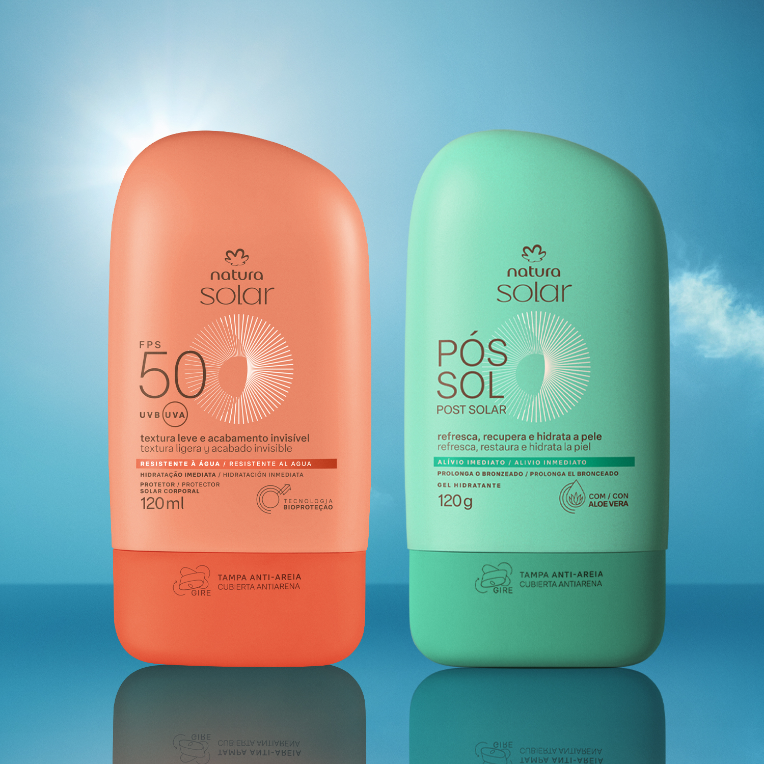 Kit Protetor Solar Corporal FPS 50 e Gel Hidratante Pós-sol Natura Solar