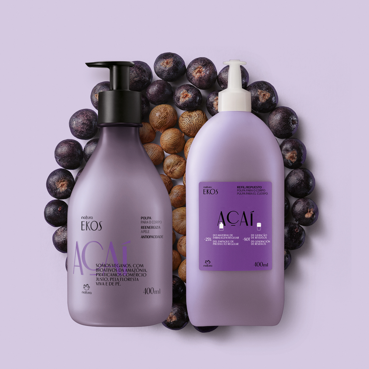 Kit Polpa Desodorante Hidratante Para o Corpo Ekos Açaí com Refil (2 produtos)