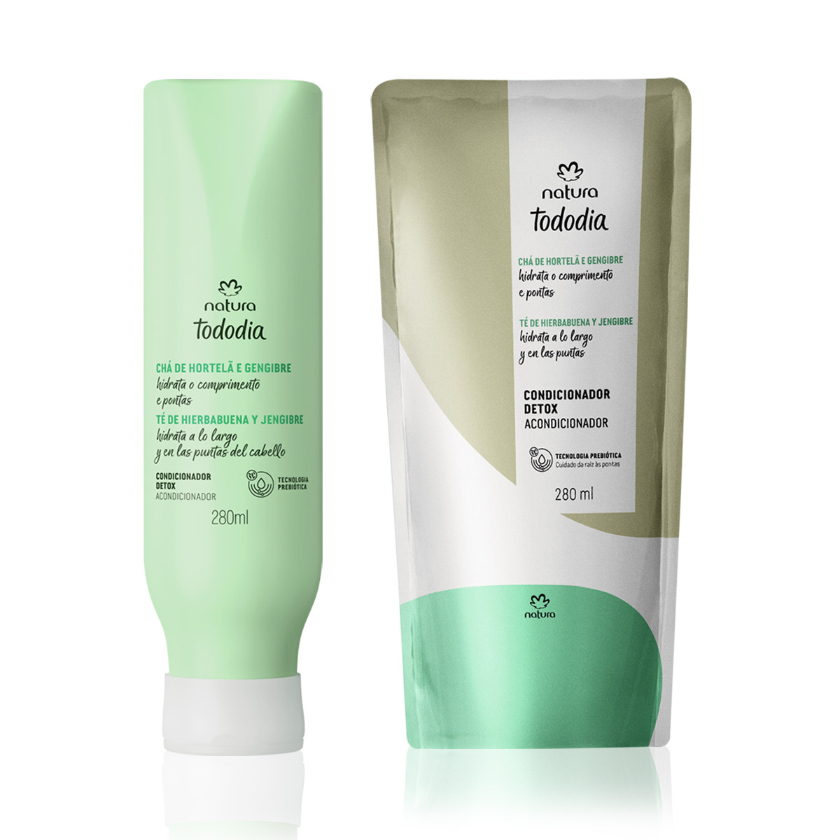 Kit Condicionador Detox Tododia Chá de Hortelã e Gengibre com Refil