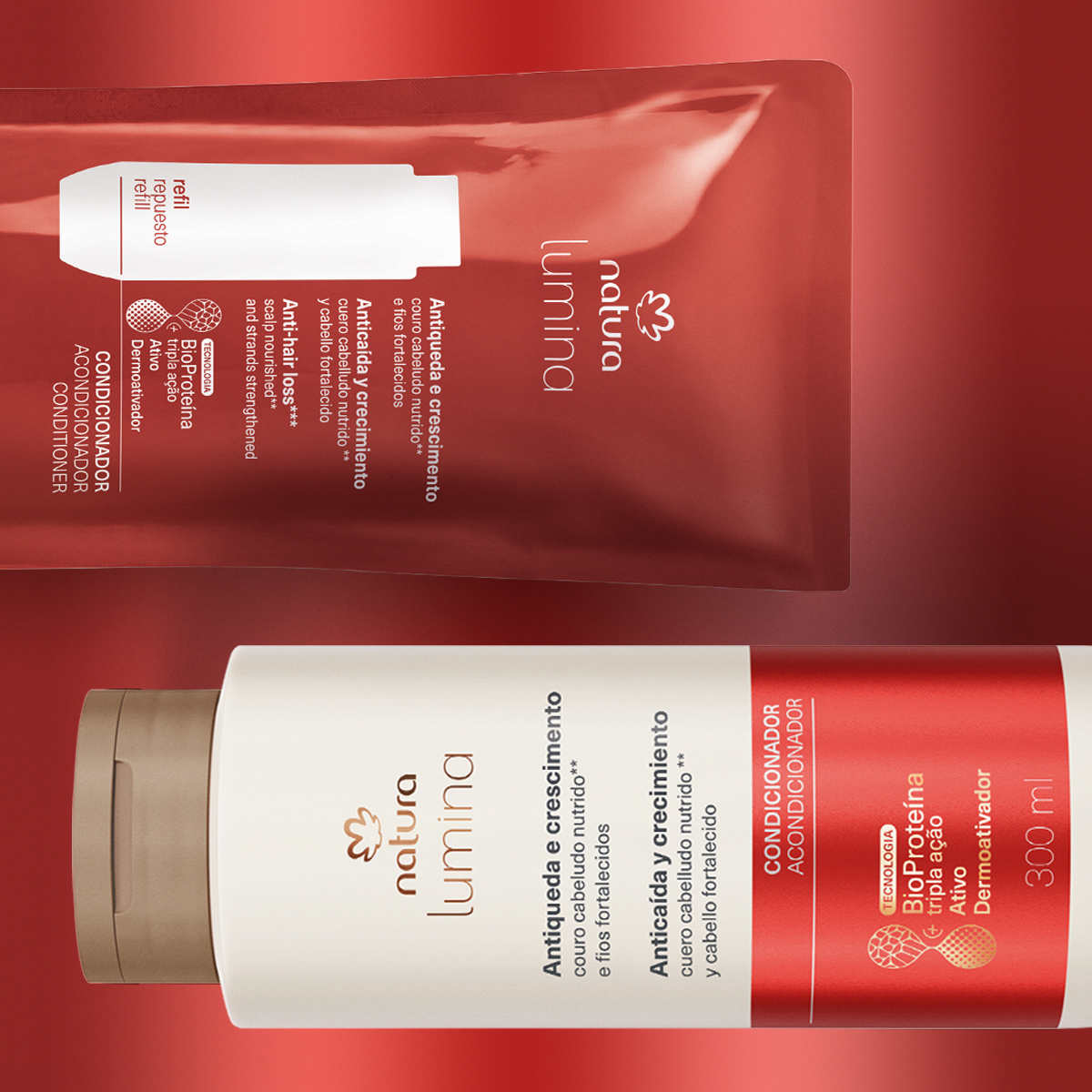 Kit Condicionador Fortificante Lumina Antiqueda e Crescimento com Refil (2 produtos)