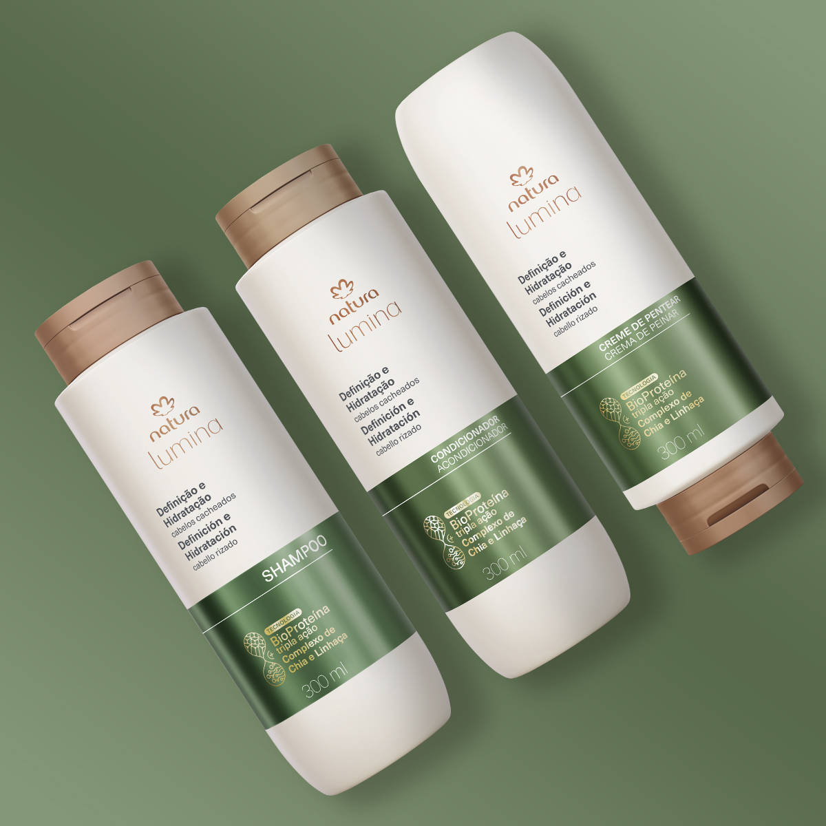 Kit Lumina Cacheados Shampoo, Condicionador e Creme para Pentear (3 produtos)