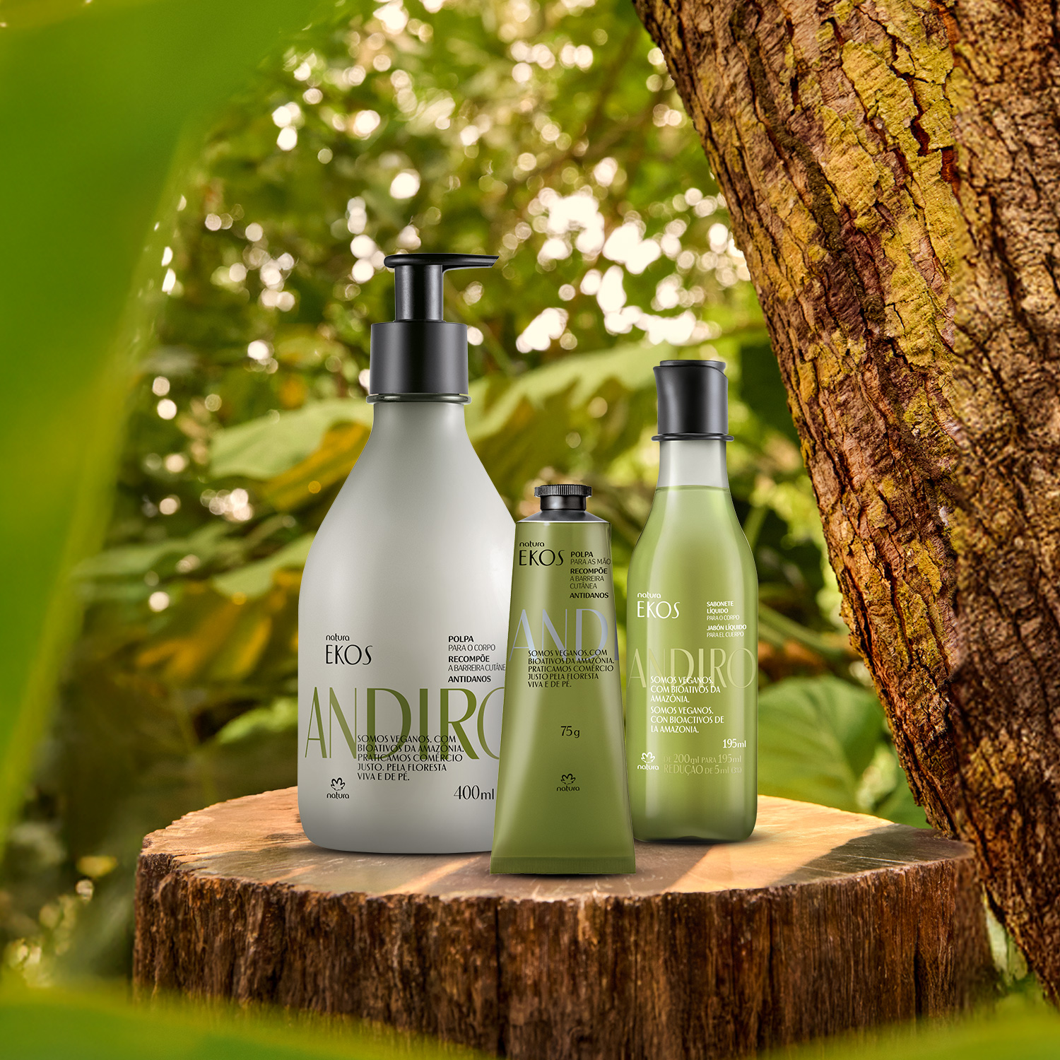 Kit Ekos Andiroba Sabonete Líquido e Hidratante Corpo e Mãos (3 produtos)
