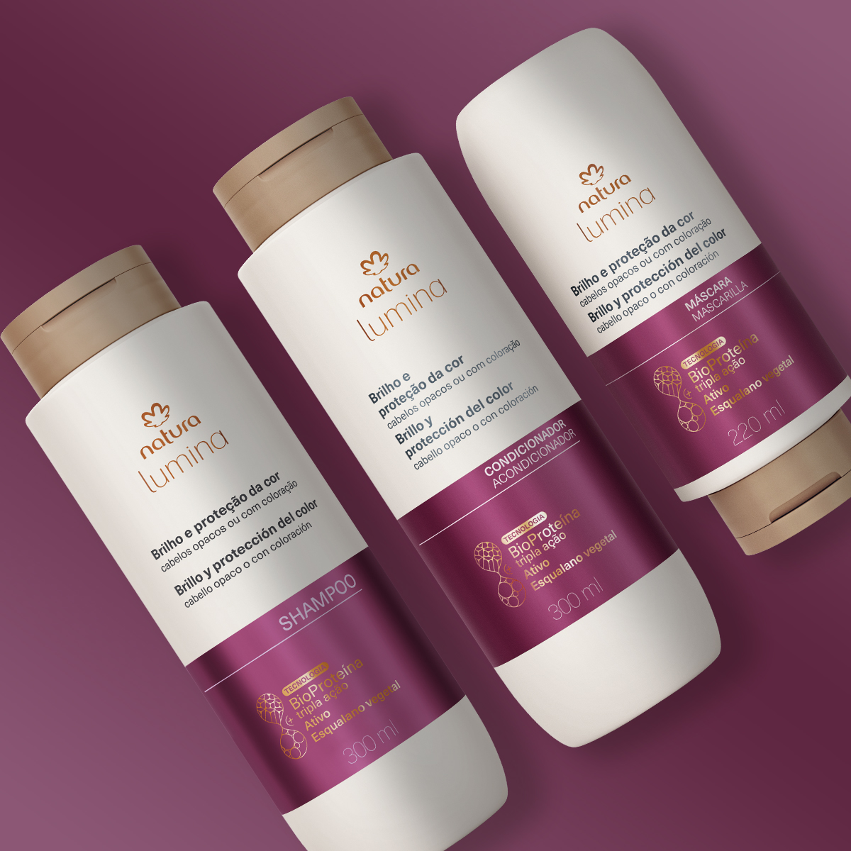 Kit Lumina Brilho e Proteção da Cor Shampoo, Condicionador e Máscara (3 produtos)