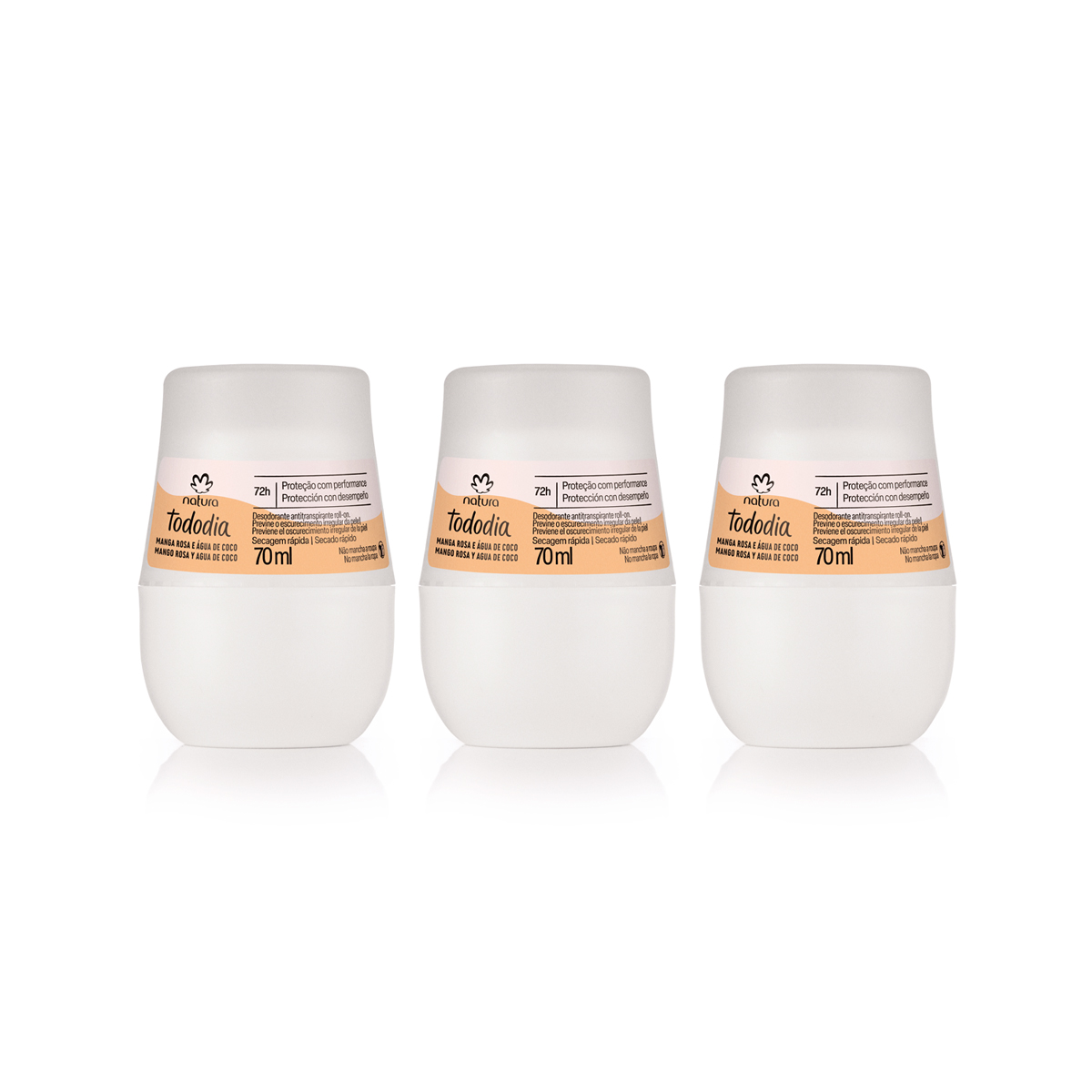 Kit Desodorante Antitranspirante Roll-on Tododia Manga Rosa e Água de Coco (3 unidades)