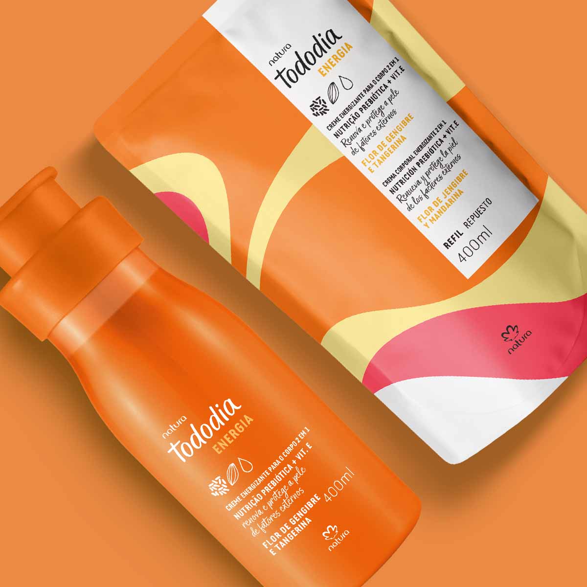 Kit Creme Nutritivo com Refil Tododia Energia Flor de Gengibre e Tangerina