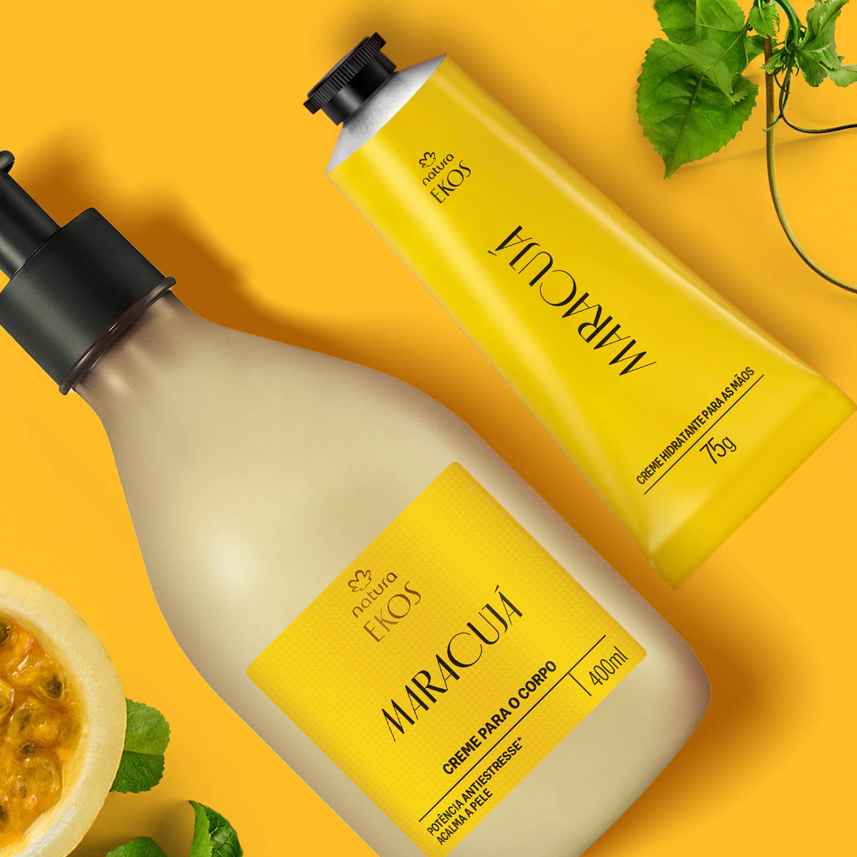 Kit Ekos Maracujá Creme para o Corpo e Mãos