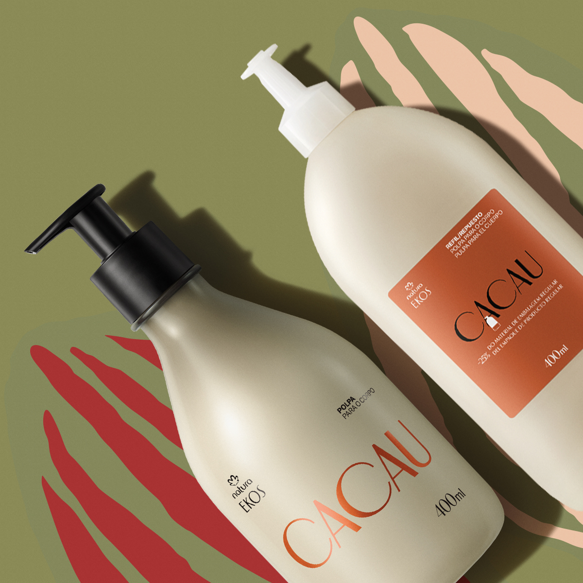 Kit Polpa Desodorante Hidratante para o Corpo Ekos Cacau com Refil