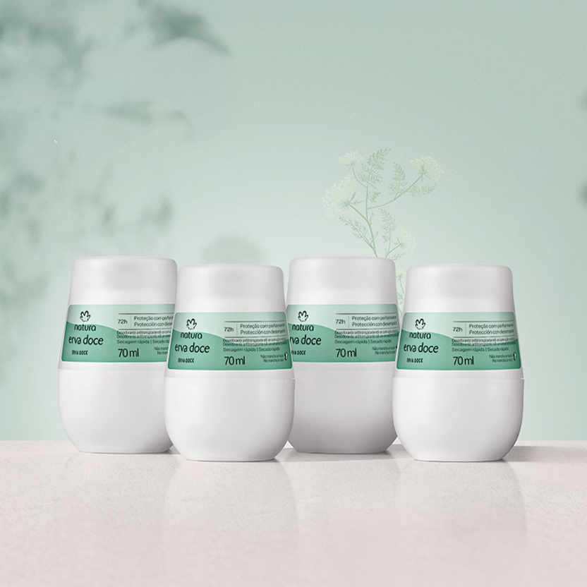 Kit Desodorante Antitranspirante Roll-on Erva Doce (4 unidades)