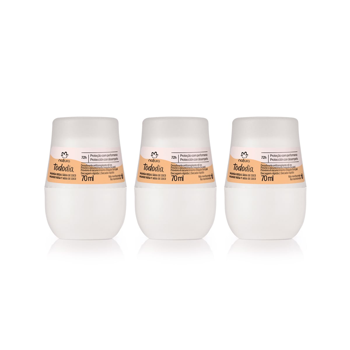 Kit Desodorante Antitranspirante Roll-on Tododia Manga Rosa e Água de Coco (3 unidades)