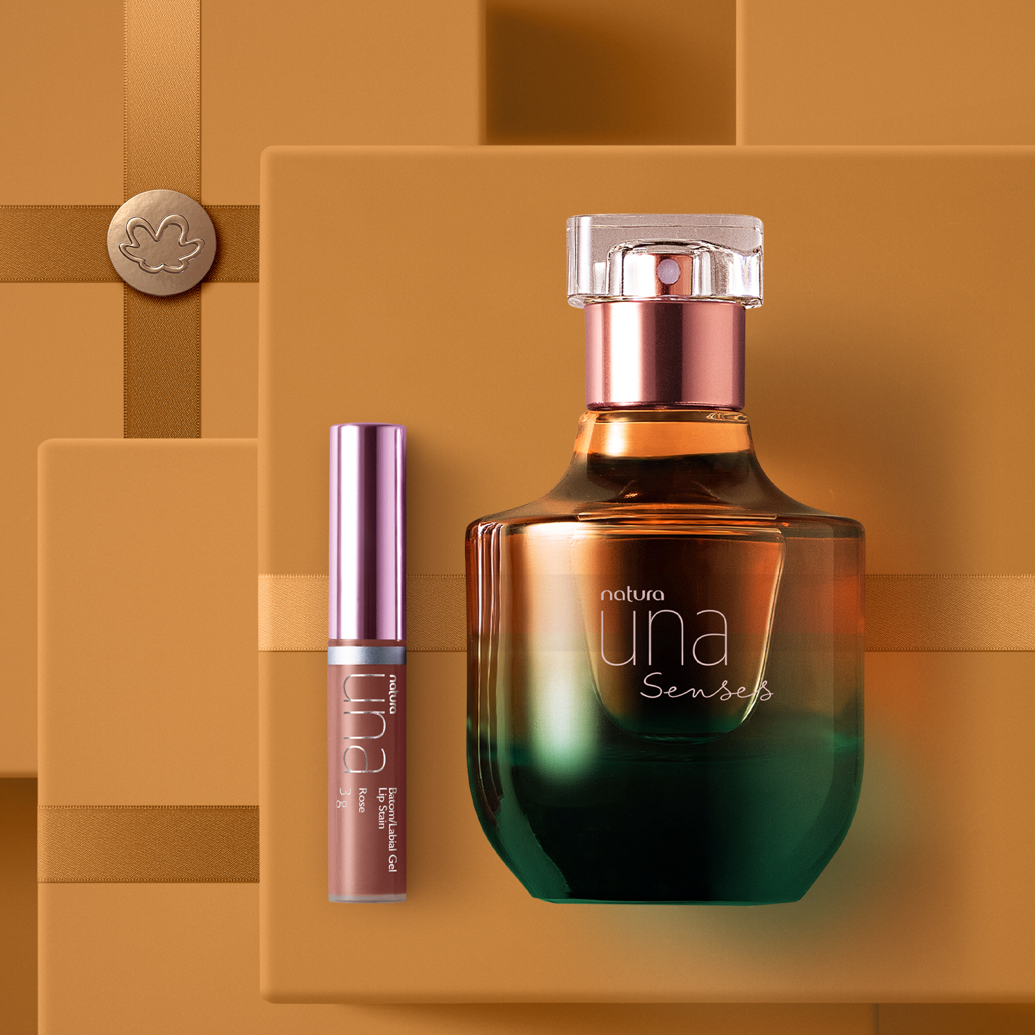 Presente Natura Una Senses e Batom Líquido Lipstain (2 produtos)