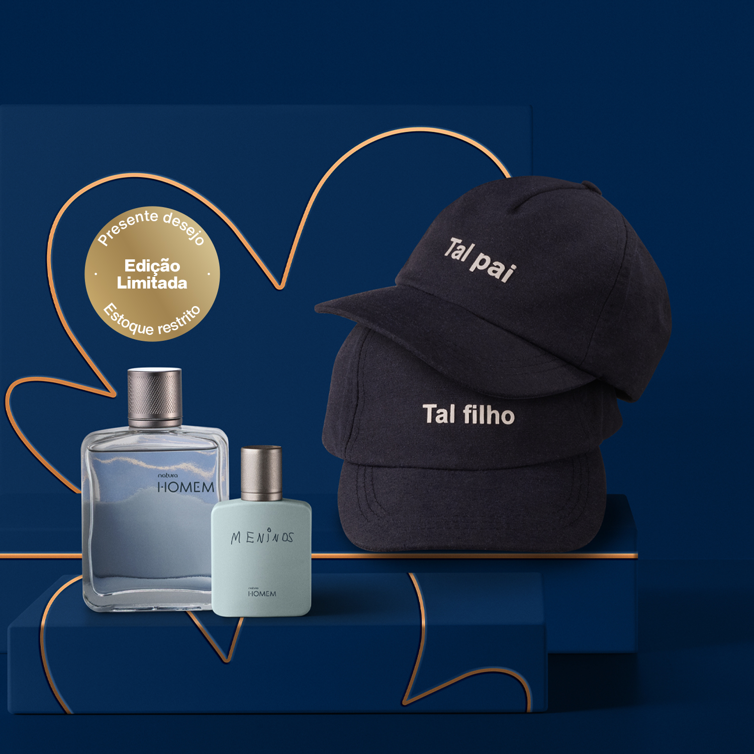 Presente Natura Homem Pai e Filho com Duo de Bonés (4 produtos)