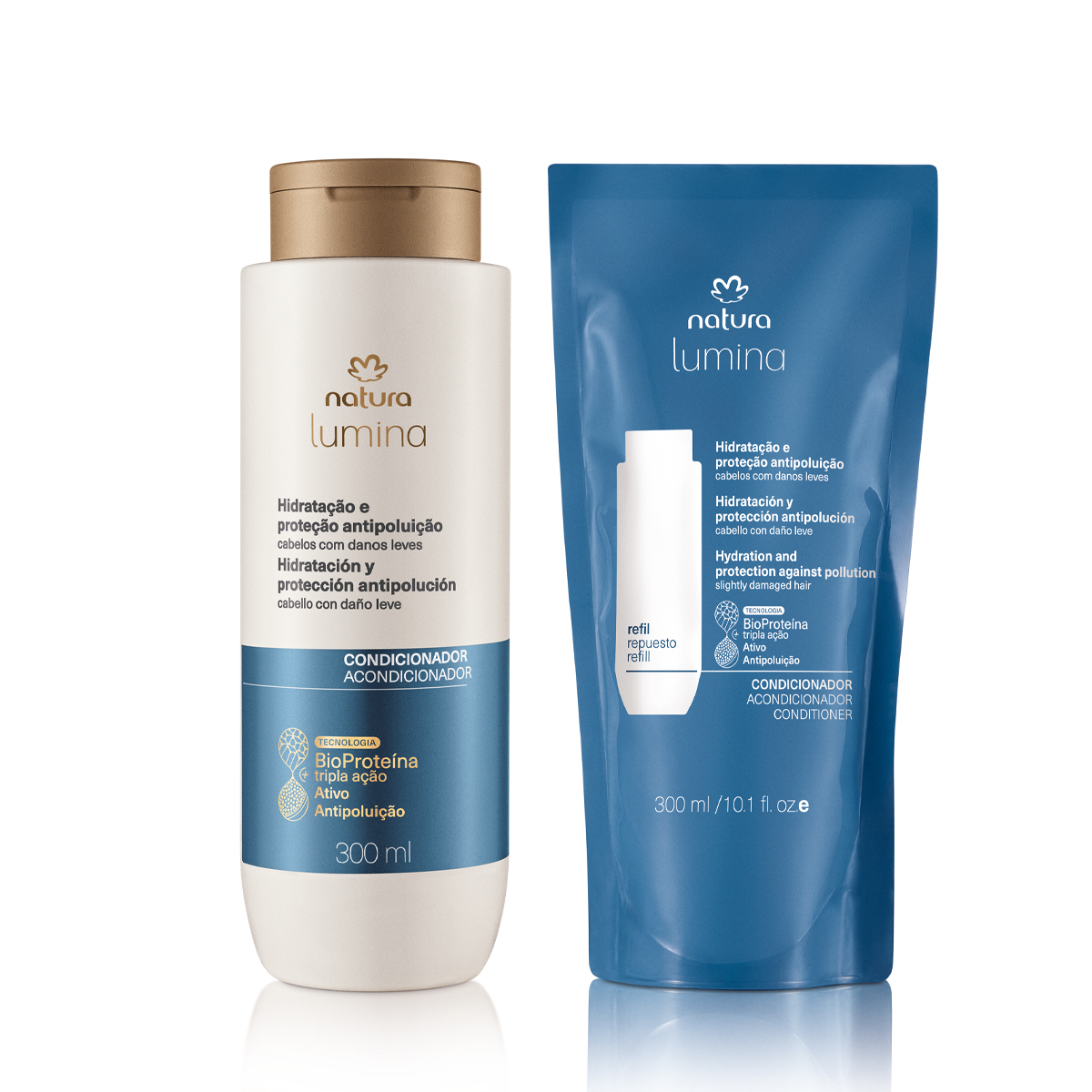 Kit Condicionador Protetor Lumina para Hidratação e Proteção Antipoluição com Refil 2 un d... Kit Condicionador Protetor Lumina para Hidratação e Proteção Antipoluição com Refil 2 un d...