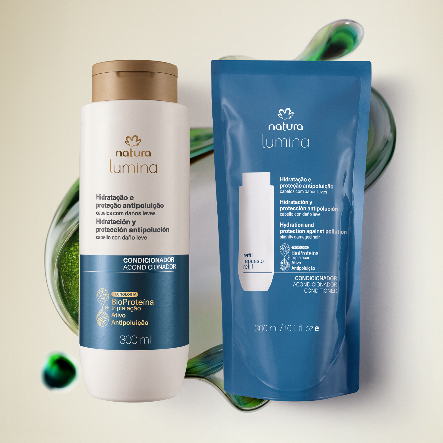 Kit Condicionador Protetor Lumina para Hidratação e Proteção Antipoluição com Refil (2 produtos)