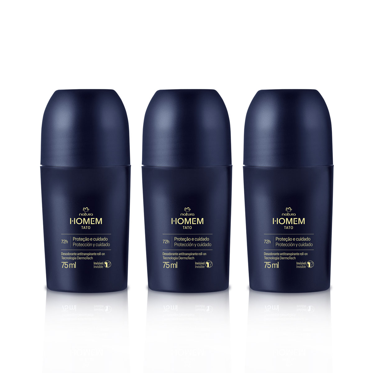Kit Desodorante Antitranspirante Roll-On Natura Homem Tato (3 unidades)