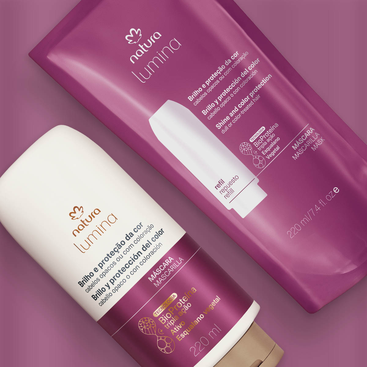 Kit Máscara com Refil Lumina Brilho e Proteção da Cor