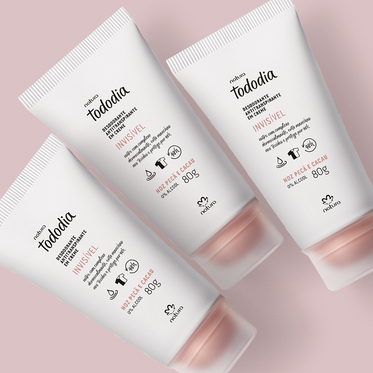 Kit Desodorante Antitranspirante em Creme Tododia Noz Pecã e Cacau (3 unidades)