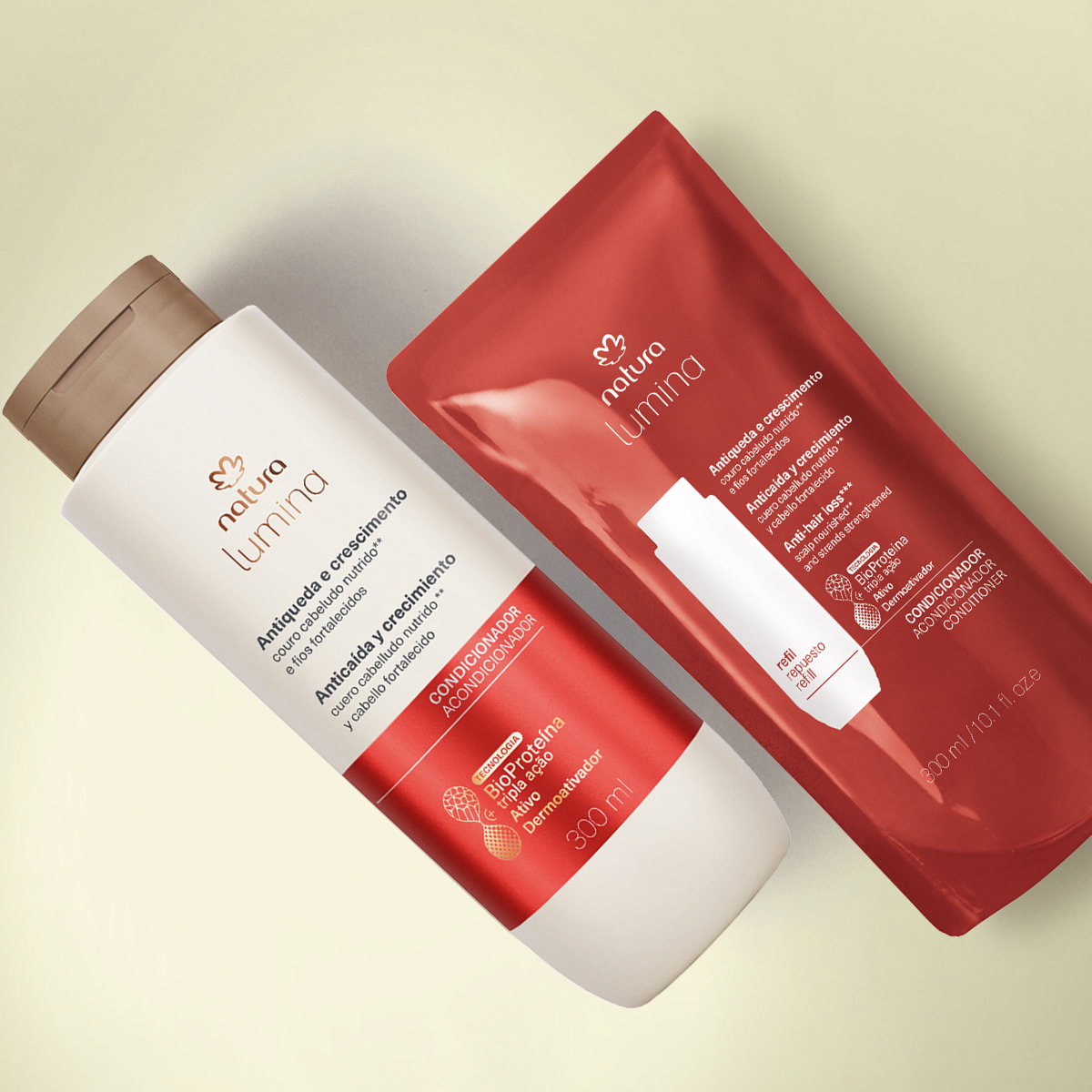 Kit Condicionador Fortificante Lumina Antiqueda e Crescimento com Refil (2 produtos)