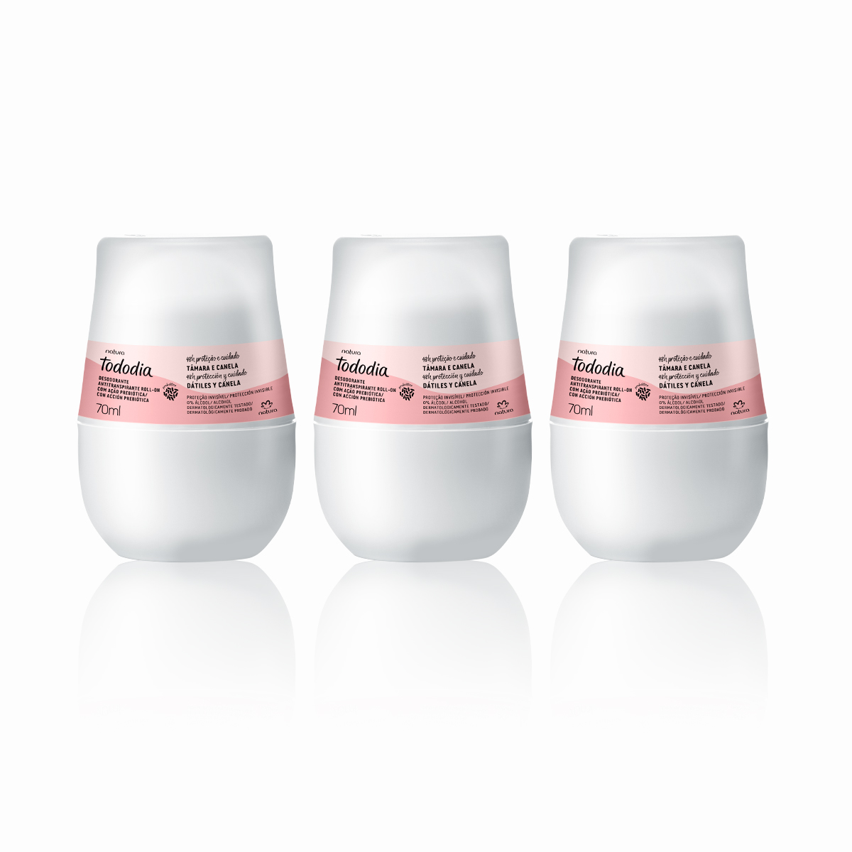Kit Desodorante Antitranspirante Roll-on Tâmara e Canela (3 unidades) Kit Desodorante Antitranspirante Roll-on Tâmara e Canela (3 unidades)