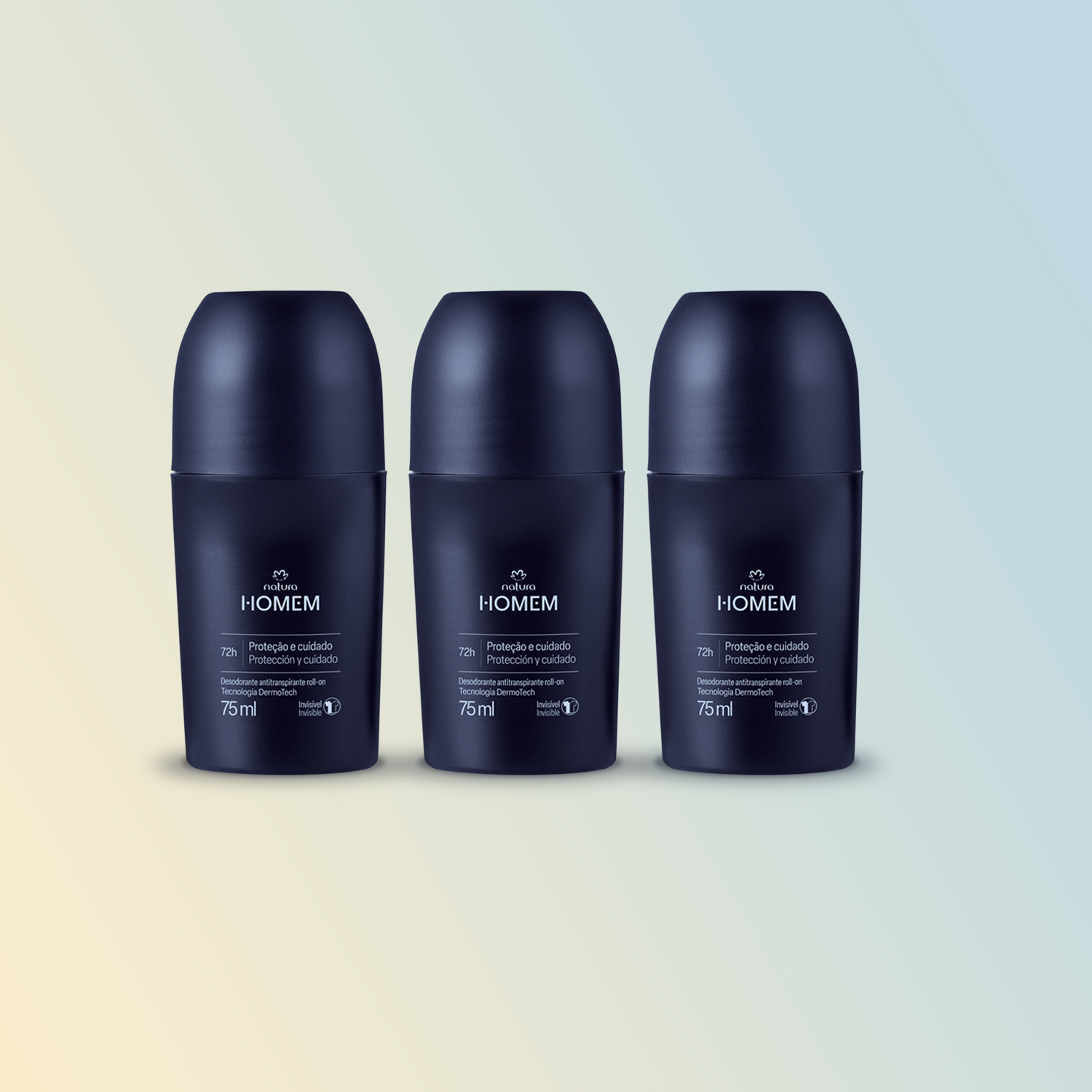 Kit Desodorante Antitranspirante Roll-On Natura Homem Clássico (3 unidades)