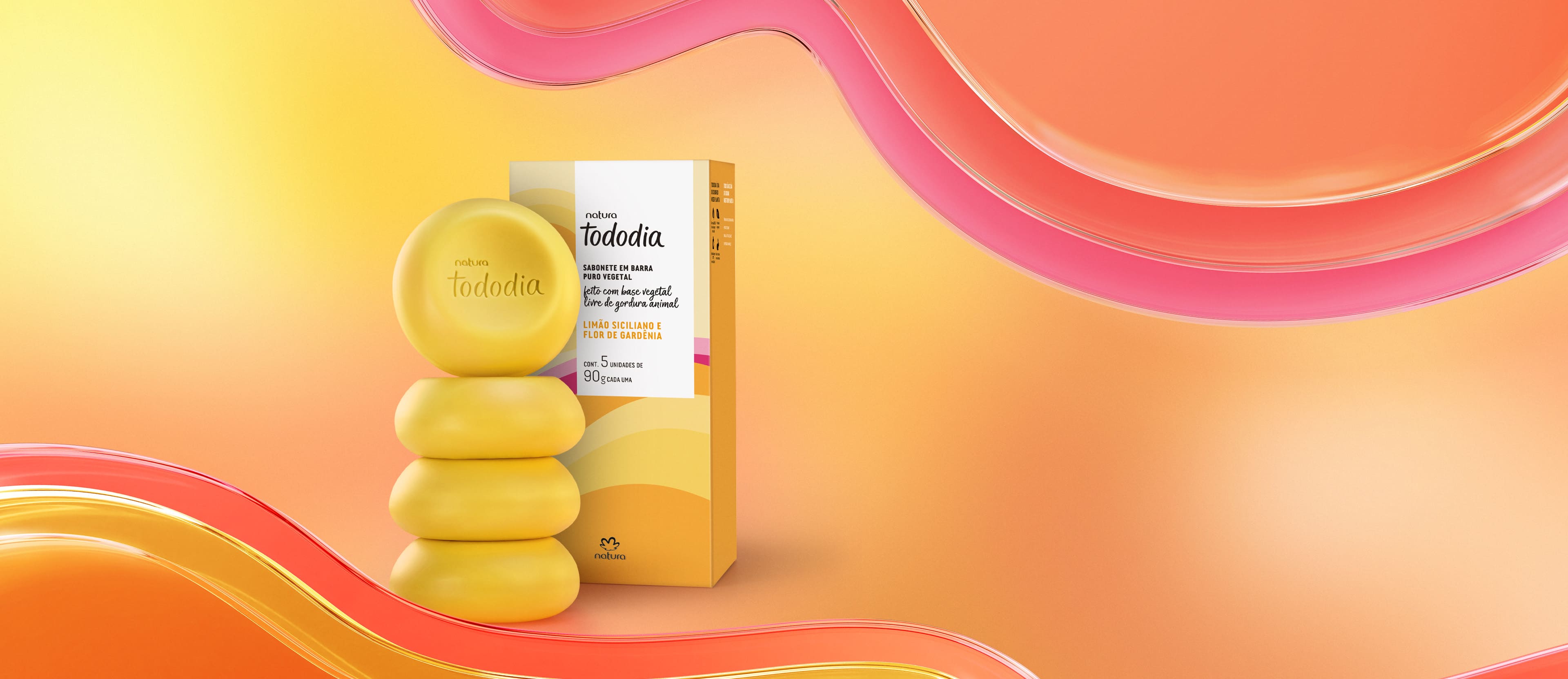 Sabonete em Barra Puro Vegetal Tododia Limão Siciliano e Flor de Gardênia