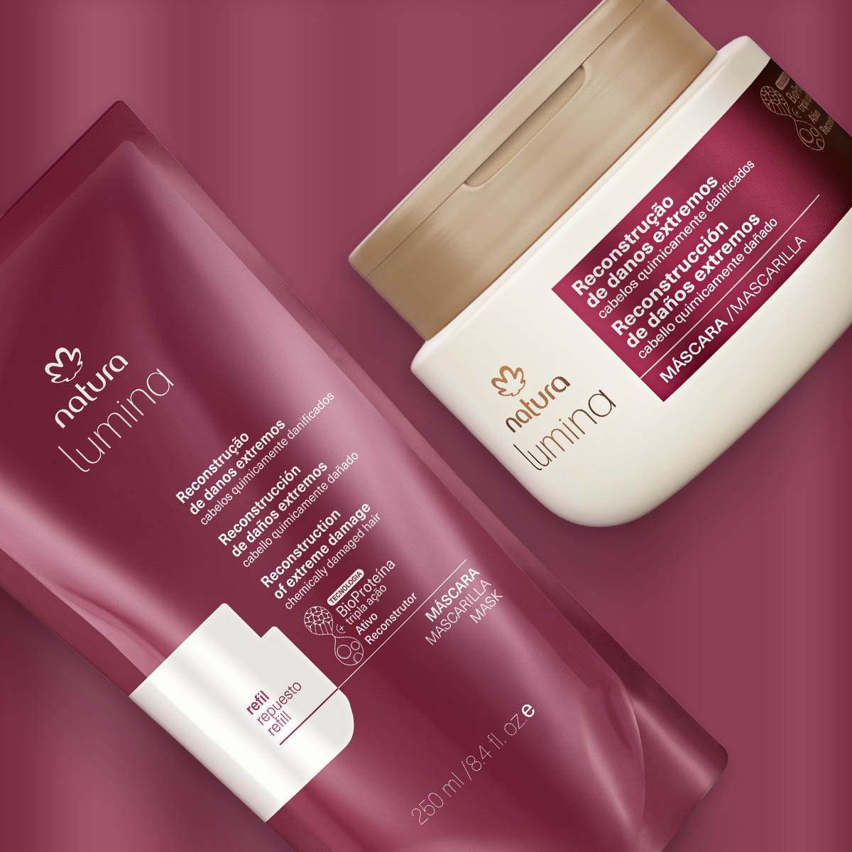 Kit Máscara com Refil Lumina Reconstrução de Danos Extremos