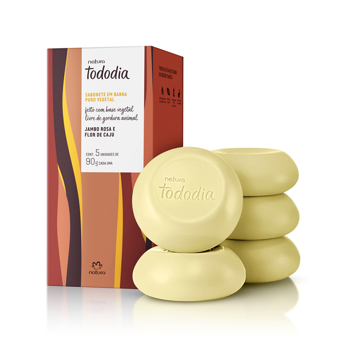 Sabonete em Barra Puro Vegetal Tododia Jambo Rosa e Flor de Caju (5 unidades)