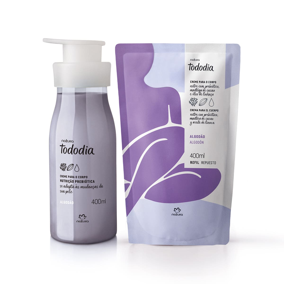 Kit Creme Desodorante Nutritivo para o Corpo Tododia Algodão com Refil